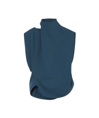 Mame Kurogouchi(マメ) Rib Jacquard Pedicel Knit Tops NAVY