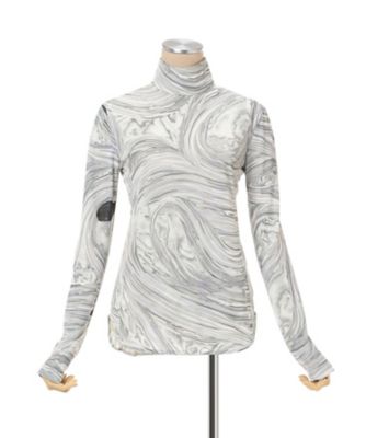 Marble Print Jersey High Neck