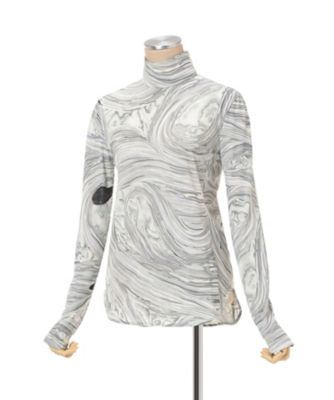 サイズ3 mame Marble Print Jersey High Neck Marble Print Jersey High Neck Top(1 GREY): Mame Kurogouchi