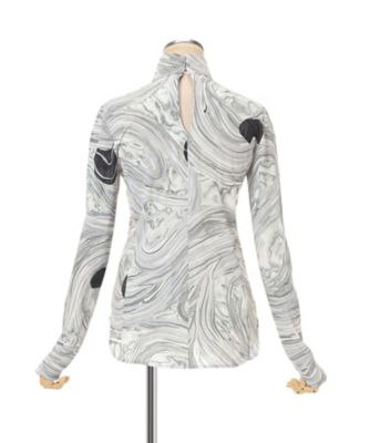 Marble Print Jersey High Neck