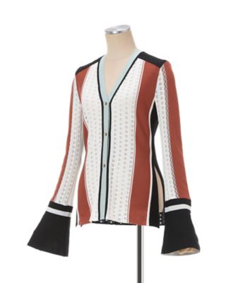SS25新作Mame Kurogouchiマメ クロゴウチ　カーディガン★完売品 Geometric Pattern Knitted