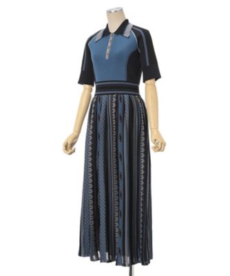 Ｇｅｏｍｅｔｒｉｃ　Ｐａｔｔｅｒｎ　Ｋｎｉｔｔｅｄ　Ｄｒｅｓｓ　ＭＭ２５ＦＷーＫＮ００８