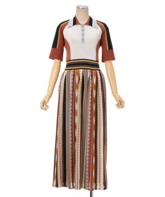 Ｇｅｏｍｅｔｒｉｃ　Ｐａｔｔｅｒｎ　Ｋｎｉｔｔｅｄ　Ｄｒｅｓｓ　ＭＭ２５ＦＷーＫＮ００８