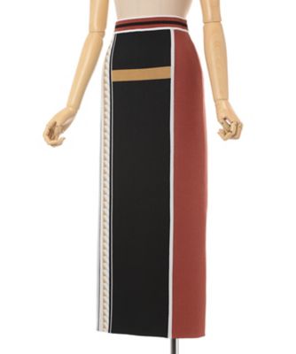 Ｇｅｏｍｅｔｒｉｃ　Ｐａｔｔｅｒｎ　Ｋｎｉｔｔｅｄ　Ｓｋｉｒｔ　ＭＭ２５ＦＷーＫＮ０１０