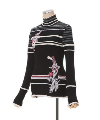 送料無料】Floral Motif Intarsia