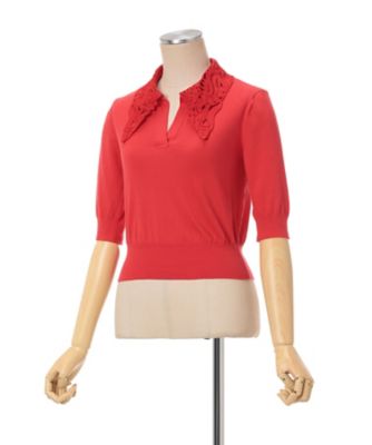 Mame Kurogouchi Collar Knitted Top マメ Mame Kurogouchi(マメクロゴウチ)/Embroidery Collar Knitted Top