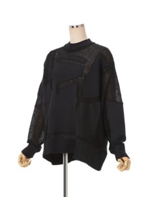 マメクロゴウチ　トップス Spots Pattern Knitted Croped Top