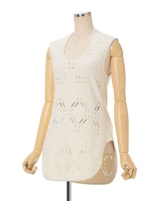 5333【極美品】マメクロゴウチ ニット モックネック　キャンディスリーブ 送料無料】Silk Knited High neck Top