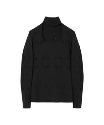 送料無料】Eyelet High Neck Knitted