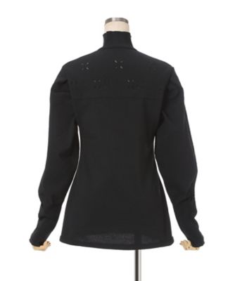 Eyelet High Neck Knitted Top