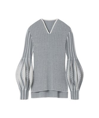 まごいち Asymmetric Knitted Volume Top