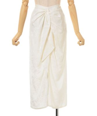 Floral Jacquard Back Drape Skirt