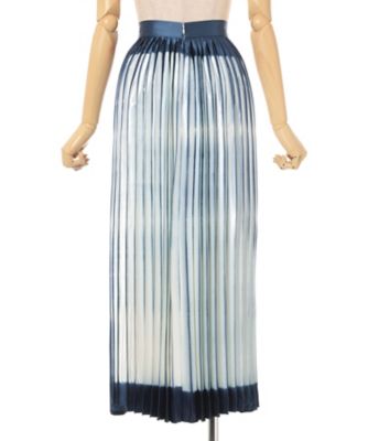 スカート Itajime Shibori Pleated Skirt navy mame Itajime Shibori