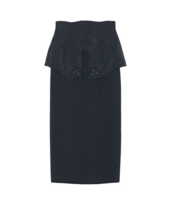 【送料無料】Mame Kurogouchi (Women)/マメ クロゴウチ Triacetate Georgette Embroidery Peplum Skirt MM25FWーSK104 NAVY ロングスカート【三越伊勢丹/公式】