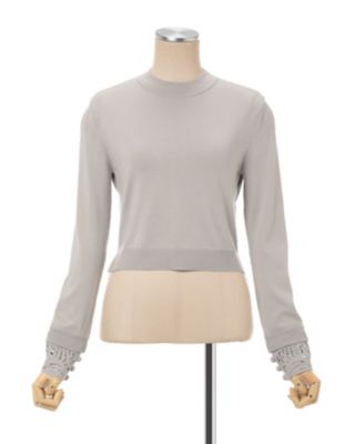 Ｄｅｔａｃｈａｂｌｅ　Ｅｍｂｒｏｉｄｅｒｙ　Ｃｕｆｆ　Ｋｎｉｔｔｅｄ　Ｔｏｐ　ＭＭ２５ＳＳ－ＫＮ００７