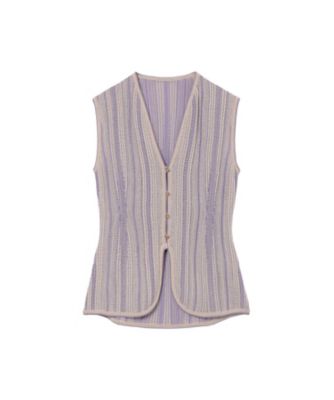 Mame Kurogouchi (Women)/マメ クロゴウチ Ｄｒｏｐ　Ｊａｃｑｕａｒｄ　Ｋｎｉｔｔｅｄ　Ｖｅｓｔ　ＭＭ２５ＳＳーＫＮ０３５