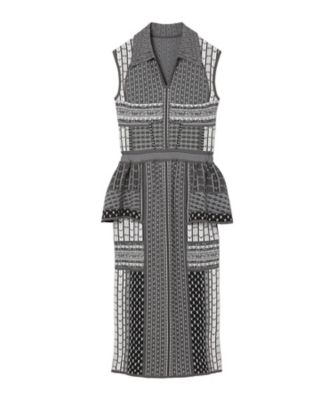 Ｇｅｏｍｅｔｒｉｃ　Ｐａｔｔｅｒｎ　Ｋｎｉｔｔｅｄ　Ｄｒｅｓｓ　ＭＭ２５ＳＳーＫＮ０８５