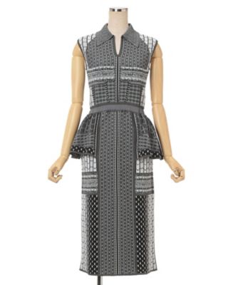Ｇｅｏｍｅｔｒｉｃ　Ｐａｔｔｅｒｎ　Ｋｎｉｔｔｅｄ　Ｄｒｅｓｓ　ＭＭ２５ＳＳーＫＮ０８５