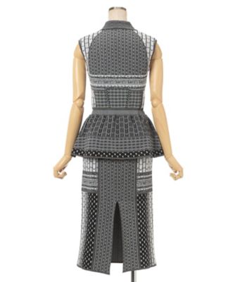 Ｇｅｏｍｅｔｒｉｃ　Ｐａｔｔｅｒｎ　Ｋｎｉｔｔｅｄ　Ｄｒｅｓｓ　ＭＭ２５ＳＳーＫＮ０８５