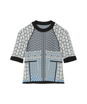 ＜Mame Kurogouchi (Women)＞Ｇｅｏｍｅｔｒｉｃ　Ｐａｔｔｅｒｎ　Ｋｎｉｔｔｅｄ　Ｔｏｐ　ＭＭ２５ＳＳーＫＮ０８６
