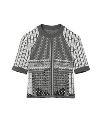 Ｇｅｏｍｅｔｒｉｃ　Ｐａｔｔｅｒｎ　Ｋｎｉｔｔｅｄ　Ｔｏｐ　ＭＭ２５ＳＳーＫＮ０８６
