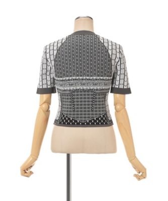 Ｇｅｏｍｅｔｒｉｃ　Ｐａｔｔｅｒｎ　Ｋｎｉｔｔｅｄ　Ｔｏｐ　ＭＭ２５ＳＳーＫＮ０８６