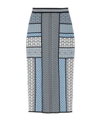 ＜Mame Kurogouchi (Women)＞Ｇｅｏｍｅｔｒｉｃ　Ｐａｔｔｅｒｎ　Ｋｎｉｔｔｅｄ　Ｓｋｉｒｔ　ＭＭ２５ＳＳーＫＮ０８７