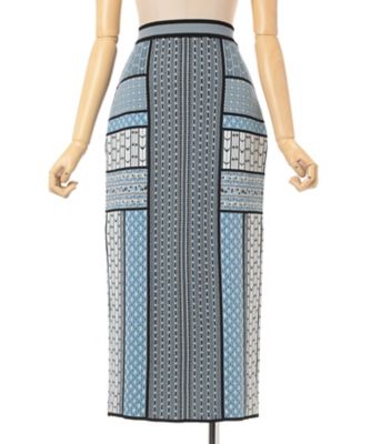 Ｇｅｏｍｅｔｒｉｃ　Ｐａｔｔｅｒｎ　Ｋｎｉｔｔｅｄ　Ｓｋｉｒｔ　ＭＭ２５ＳＳーＫＮ０８７
