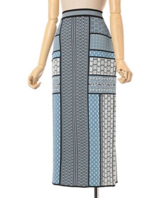 Ｇｅｏｍｅｔｒｉｃ　Ｐａｔｔｅｒｎ　Ｋｎｉｔｔｅｄ　Ｓｋｉｒｔ　ＭＭ２５ＳＳーＫＮ０８７