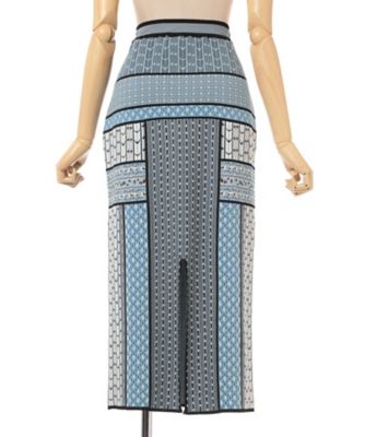 Ｇｅｏｍｅｔｒｉｃ　Ｐａｔｔｅｒｎ　Ｋｎｉｔｔｅｄ　Ｓｋｉｒｔ　ＭＭ２５ＳＳーＫＮ０８７