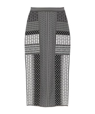 Ｇｅｏｍｅｔｒｉｃ　Ｐａｔｔｅｒｎ　Ｋｎｉｔｔｅｄ　Ｓｋｉｒｔ　ＭＭ２５ＳＳーＫＮ０８７