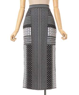 Ｇｅｏｍｅｔｒｉｃ　Ｐａｔｔｅｒｎ　Ｋｎｉｔｔｅｄ　Ｓｋｉｒｔ　ＭＭ２５ＳＳーＫＮ０８７