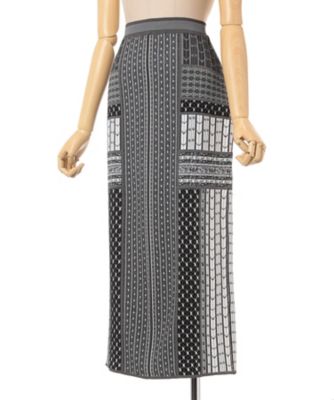 Ｇｅｏｍｅｔｒｉｃ　Ｐａｔｔｅｒｎ　Ｋｎｉｔｔｅｄ　Ｓｋｉｒｔ　ＭＭ２５ＳＳーＫＮ０８７