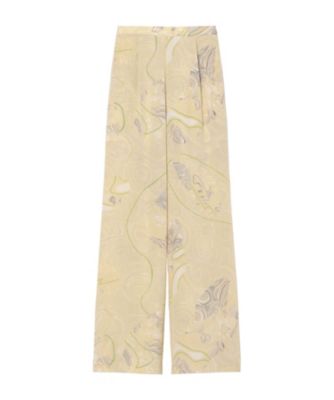＜Mame Kurogouchi (Women)＞Ｍａｒｂｌｅ　Ｐｒｉｎｔ　Ｓｉｌｋ　Ｔｒｏｕｓｅｒｓ　ＭＭ２５ＳＳーＰＴ０８４