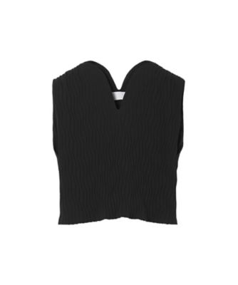 ＜Mame Kurogouchi (Women)＞Ｗａｖｅ　Ｐｌｅａｔｓ　Ｓｌｅｅｖｅｌｅｓｓ　Ｔｏｐ　ＭＭ２５ＳＳーＳＨ０７４
