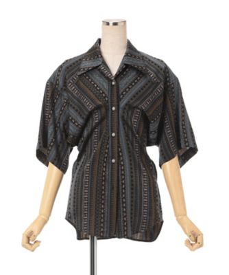 Geometry Border Back Cut Jacquard Prime-Over Crew Neck T-shirt