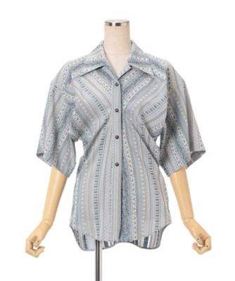 Ｓｔｒｉｐｅ　Ｊａｃｑｕａｒｄ　ＯｐｅｎーＣｏｌｌａｒ　Ｓｈｉｒｔ　ＭＭ２５ＳＳーＳＨ０８０