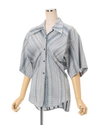 Ｓｔｒｉｐｅ　Ｊａｃｑｕａｒｄ　ＯｐｅｎーＣｏｌｌａｒ　Ｓｈｉｒｔ　ＭＭ２５ＳＳーＳＨ０８０