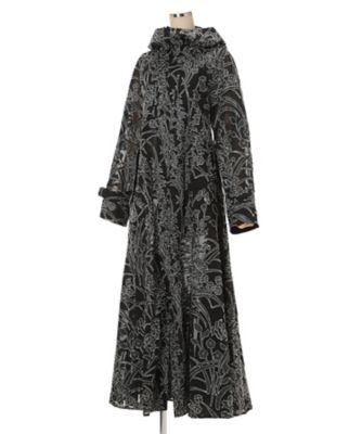 クロネコママコ Washi Print Hooded Sheer Coat 6F