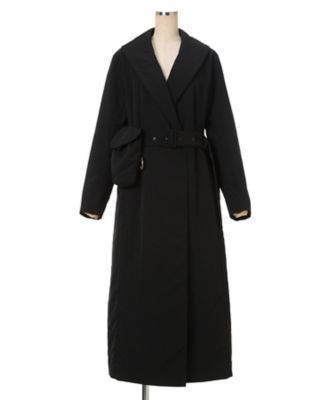mame チェスターコート ブラック 2 / Mame Kurogouchi Nylon Twill Chesterfield Coat with