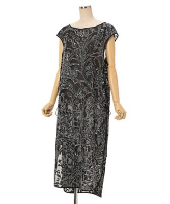 Washi Print Sleeveless Sheer Dress