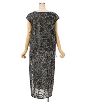 Washi Print Sleeveless Sheer Dress