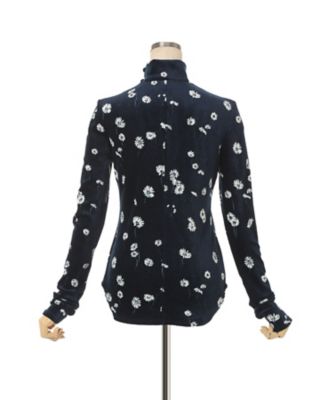 Velour Jersey Floral High Neck Top