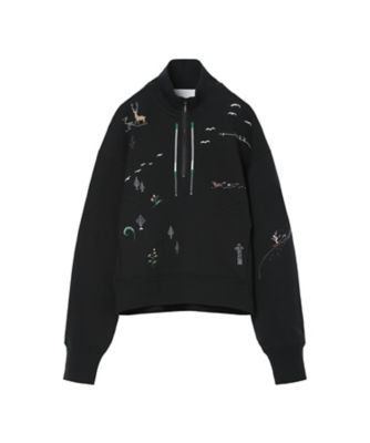 Landscape Embroidery Half Zipped