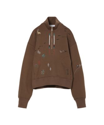 Landscape Embroidery Half Zipped