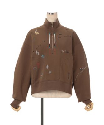Landscape Embroidery Half Zipped