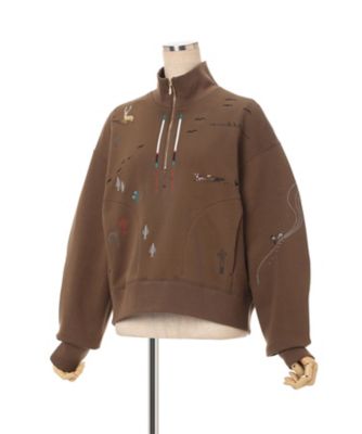 Landscape Embroidery Half Zipped