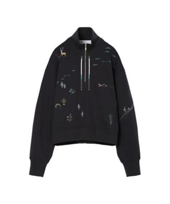 Landscape Embroidery Half Zipped