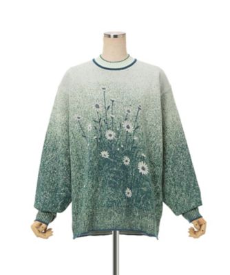 Floral Jacquard Graphic Knit Top