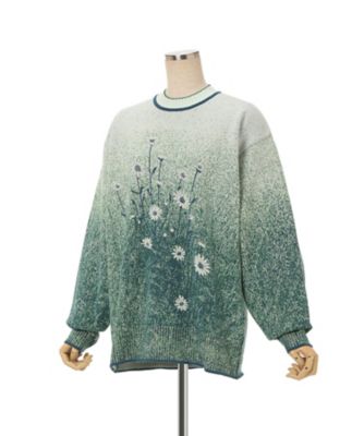 Floral Jacquard Graphic Knit Top